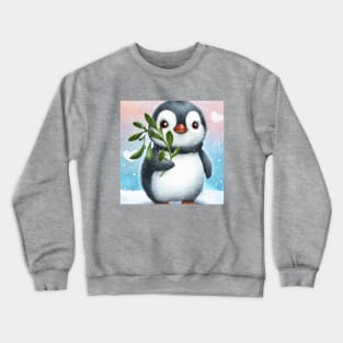 Penguin- Pucker up. Cute penguin with mistletoe Crewneck Sweatshirt